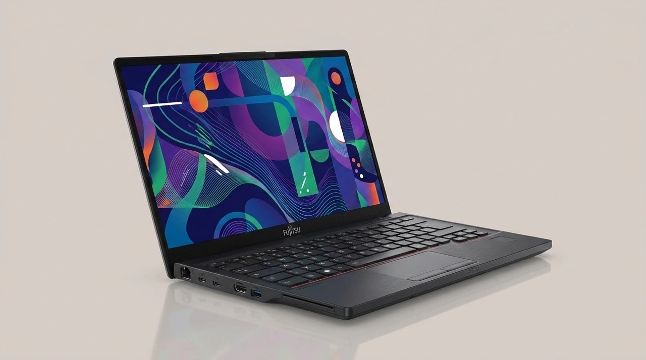 Ноутбук Fujitsu LIFEBOOK E5412, вид спереди под углом