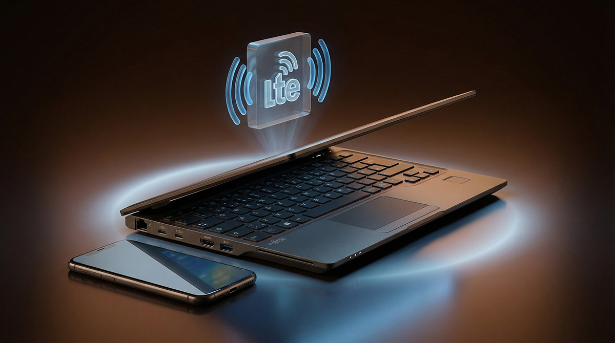 LIFEBOOK U7412 рассчитан на работу вне офиса: быстрый беспроводной доступ, стабильная связь
              и возможность выбрать конфигурацию со встроенным LTE‑модулем (Cat.12)